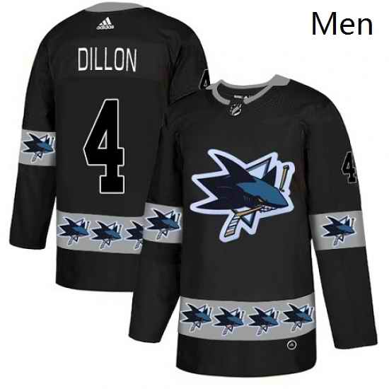 Mens Adidas San Jose Sharks 4 Brenden Dillon Authentic Black Team Logo Fashion NHL Jersey